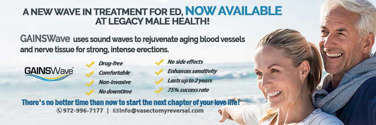 GAINSWave treatment for ED, coming soon to Legacy Male Health!